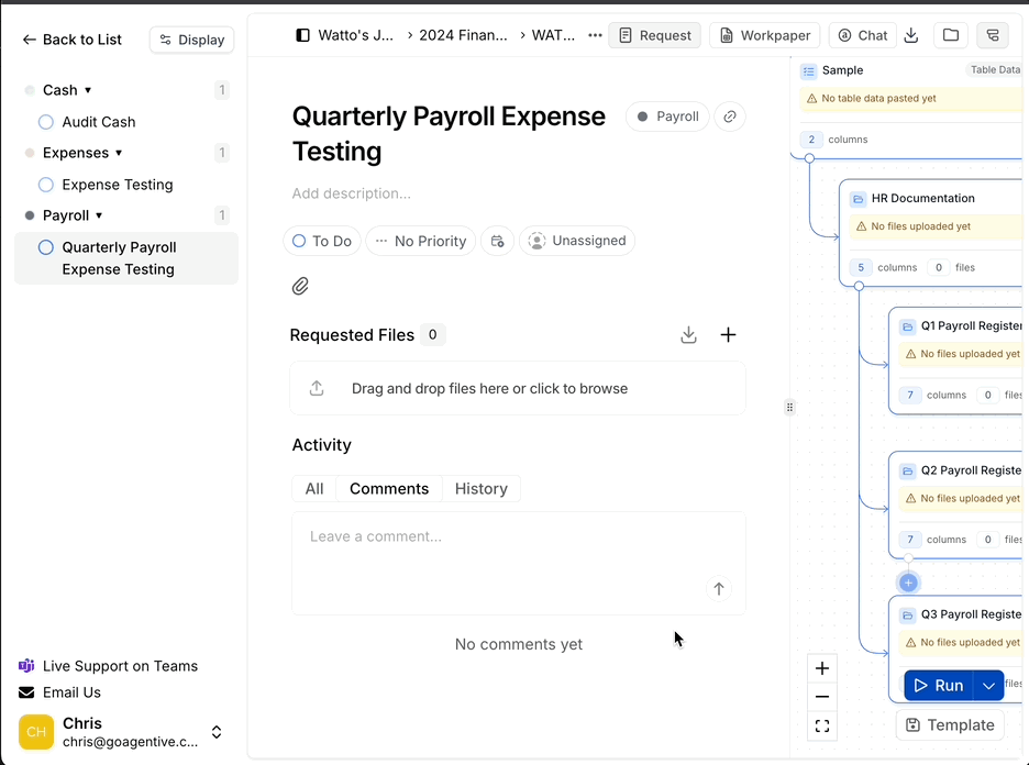 Creating a template workflow