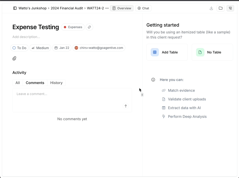 Add table data for your AI workflow